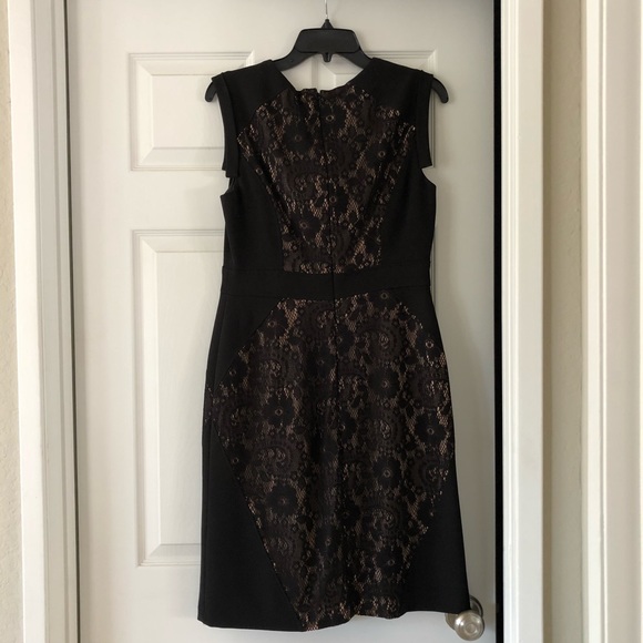 Adrianna Papell Sheath Dress, Black/Nude, Size 8 - Picture 1 of 11